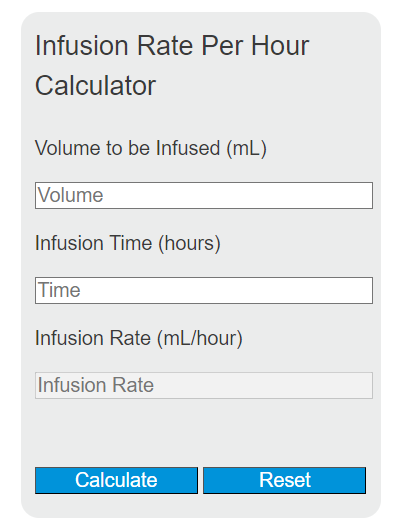 infusion rate per hour calculator