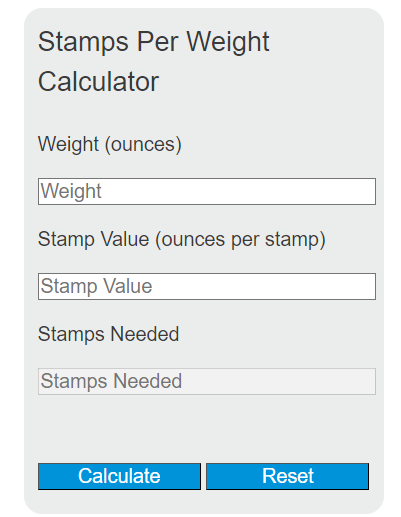 stamps per weight calculator