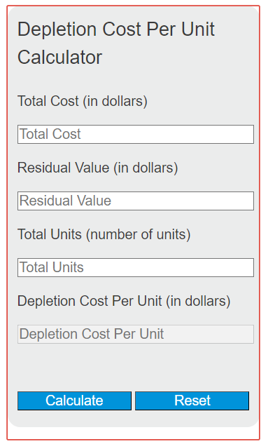 depletion cost per unit calculator