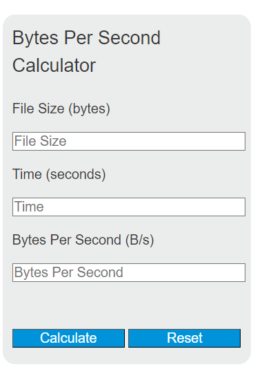bytes per second calculator