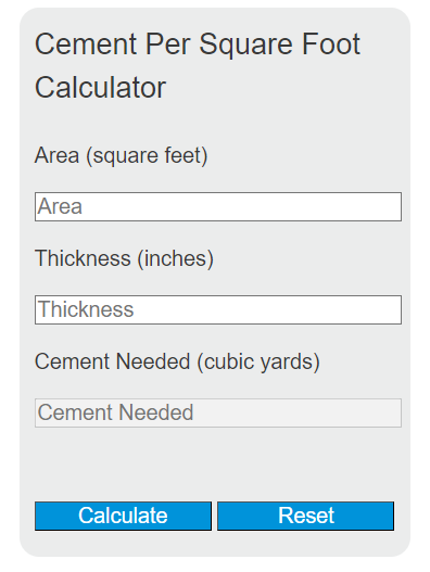 cement per square foot calculator