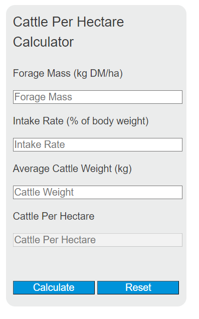 cattle per hectare calculator