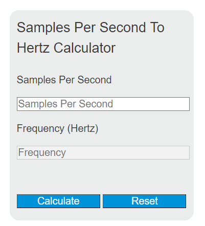 samples per second to hz calculator