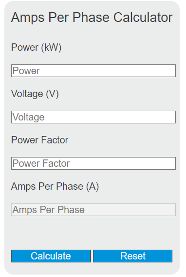 amps per phase calculator