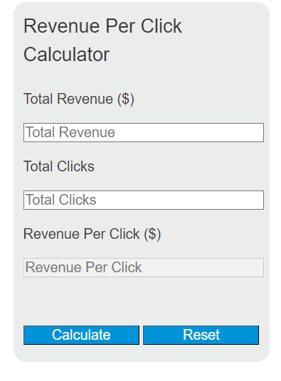 revenue per click calculator