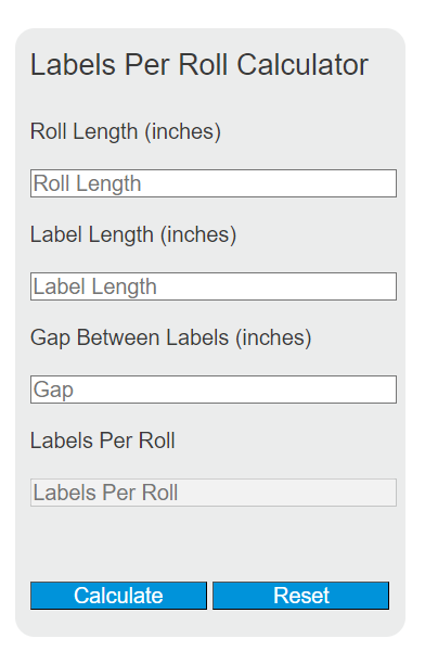 labels per roll calculator