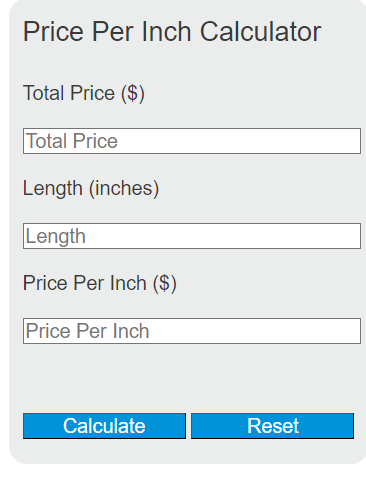 Price Per Inch Calculator - Calculator Academy