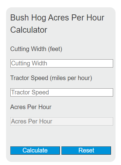 bush hog acres per hour calculator
