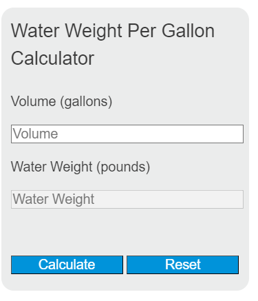 water weight per gallon calculator
