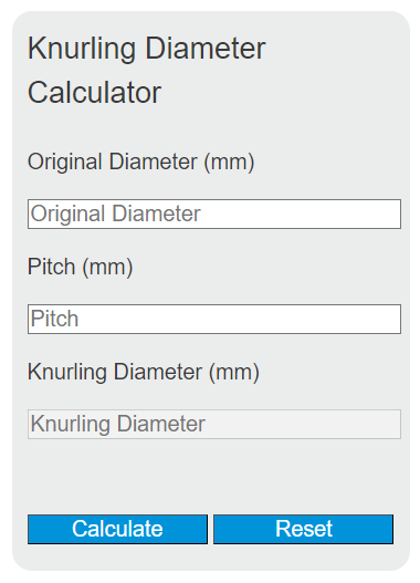 knurling diameter calculator