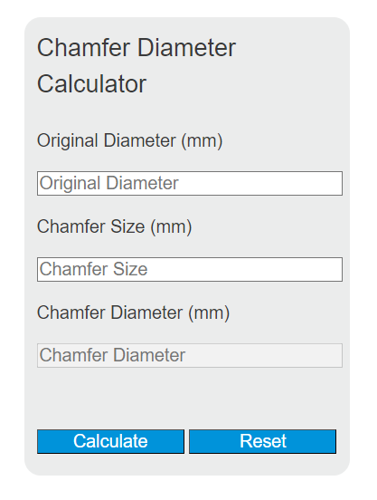 chamfer diameter calculator