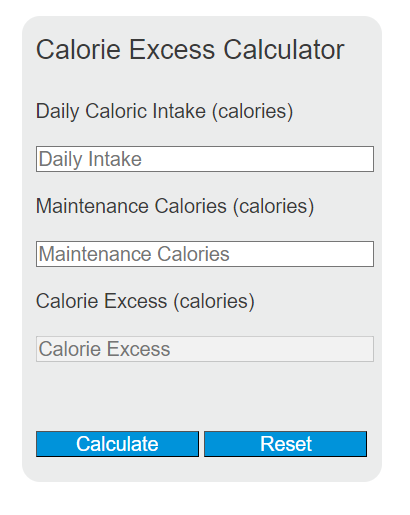 calorie excess calculator