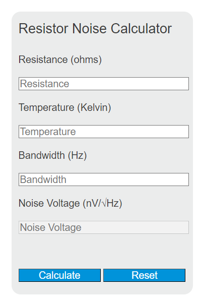 resistor noise calculator