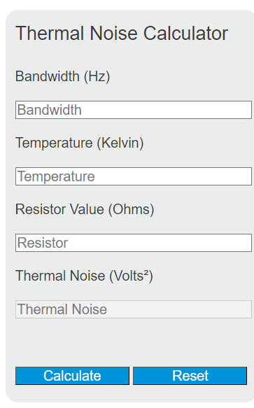 thermal noise calculator