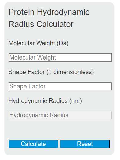 protein hydrodynamic radius calculator