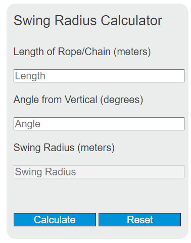 swing radius calculator