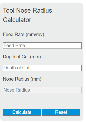 tool nose radius calculator