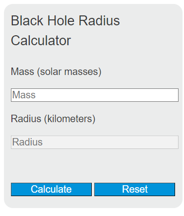 black hole radius calculator