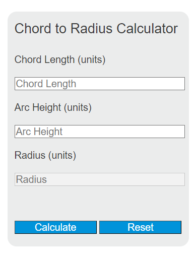 chord to radius calculator