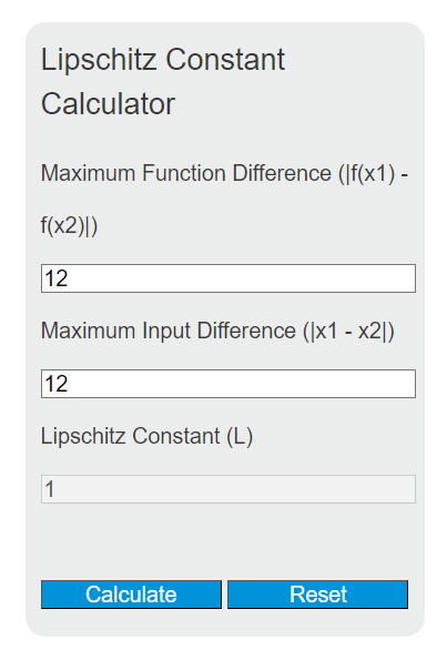 Lipschitz constant calculator