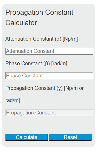 propagation constant calculator
