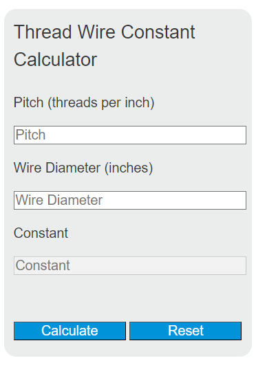 thread wire constant calculator