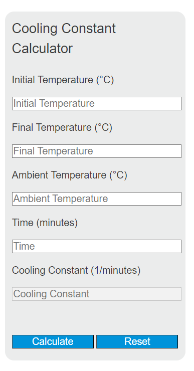 cooling constant calculator