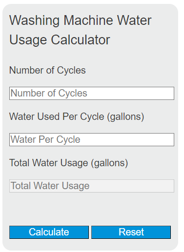 washing machine water usage calculator