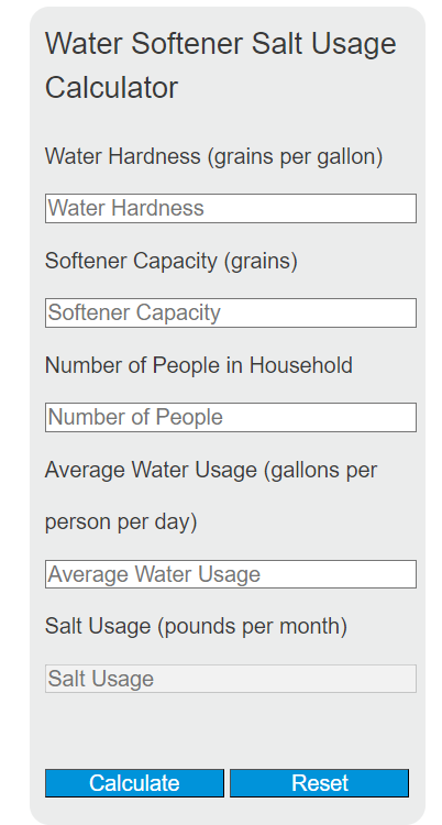 water softener salt usage calculator