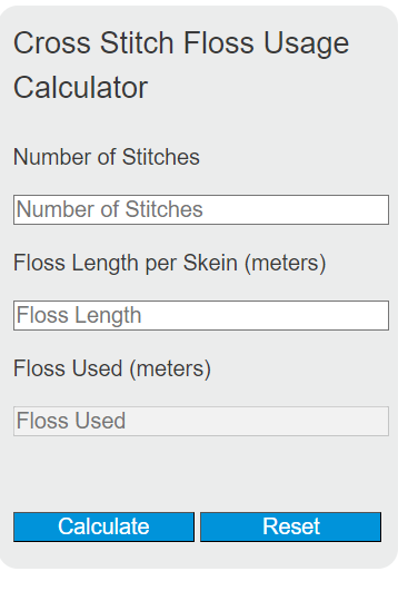 cross stitch floss usage calculator