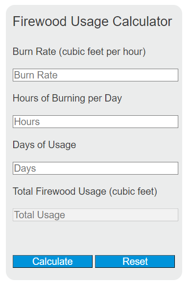 firewood usage calculator
