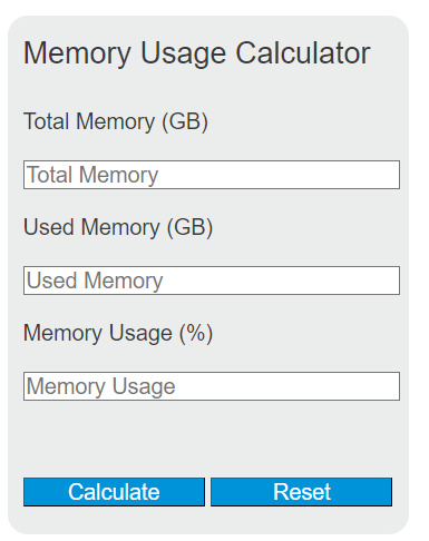 memory usage calculator