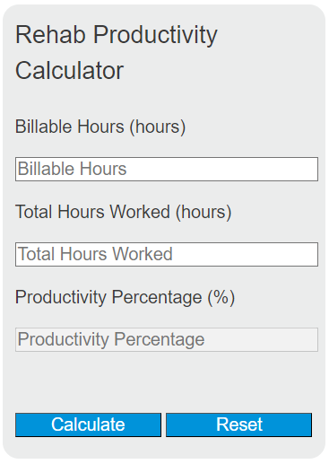 rehab productivity calculator