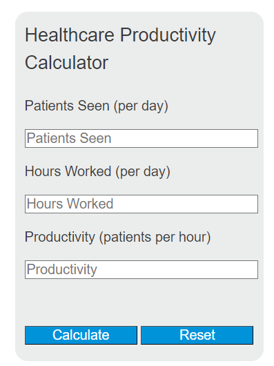 healthcare productivity calculator