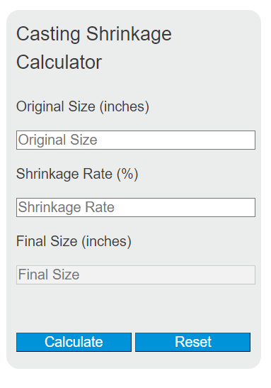 casting shrinkage calculator