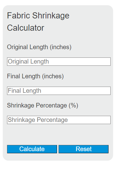 fabric shrinkage calculator