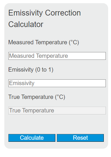 emissivity correction calculator