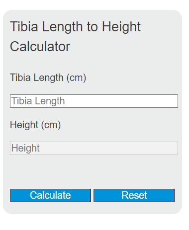 tibia length to height calculator