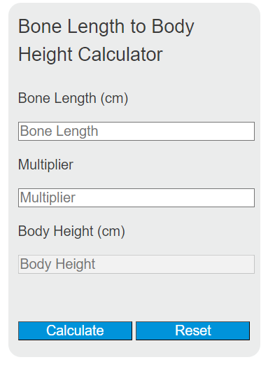 bone length to body height calculator