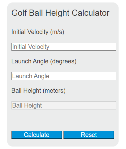 golf ball height calculator