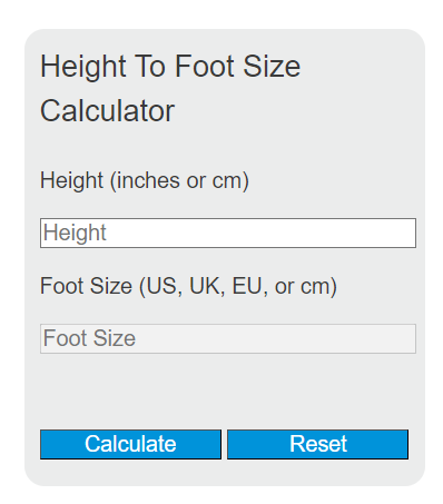 height to foot size calculator