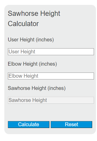 sawhorse height calculator