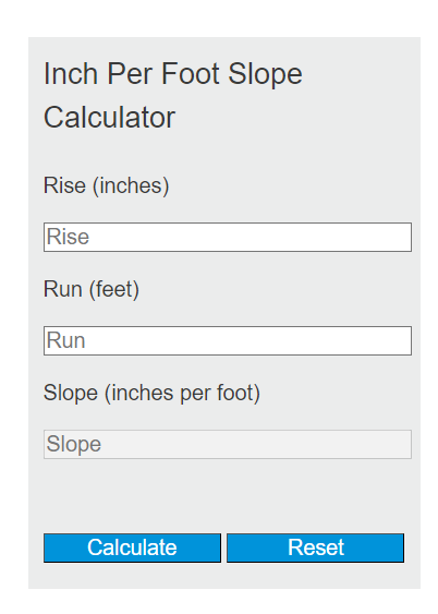 inches per slope calculator
