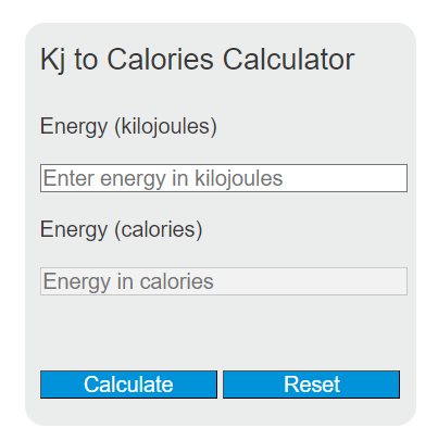 kj to calories calculator