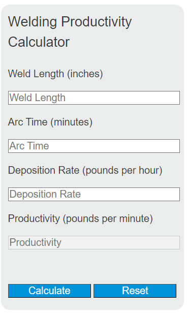 welding productivity calculator