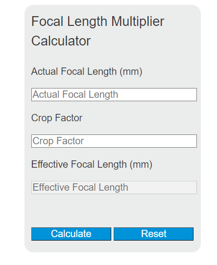 focal length multiplier calculator