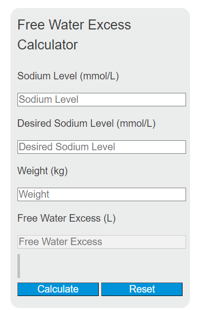 free water excess calculator