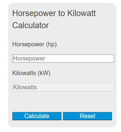 hp to kw calculator