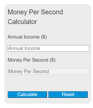 money per second calculator
