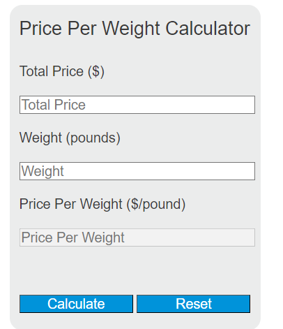 price per weight calculator